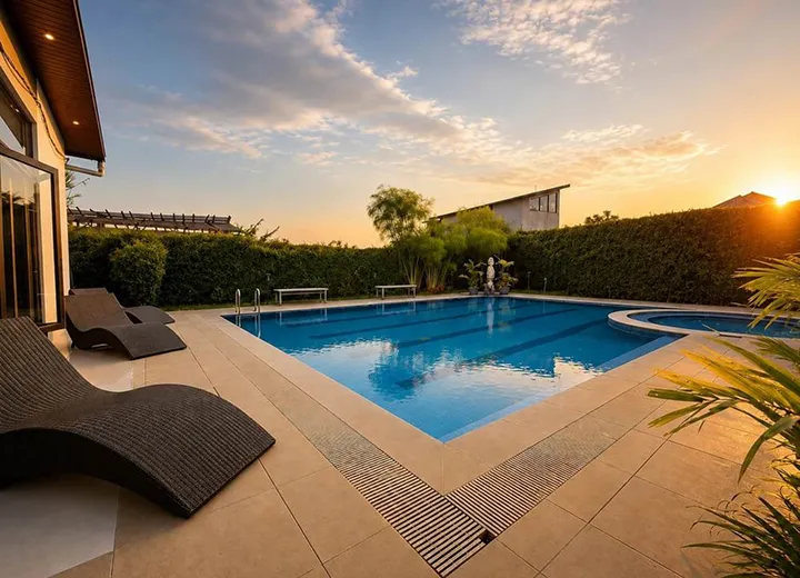 The pool, after the pines.